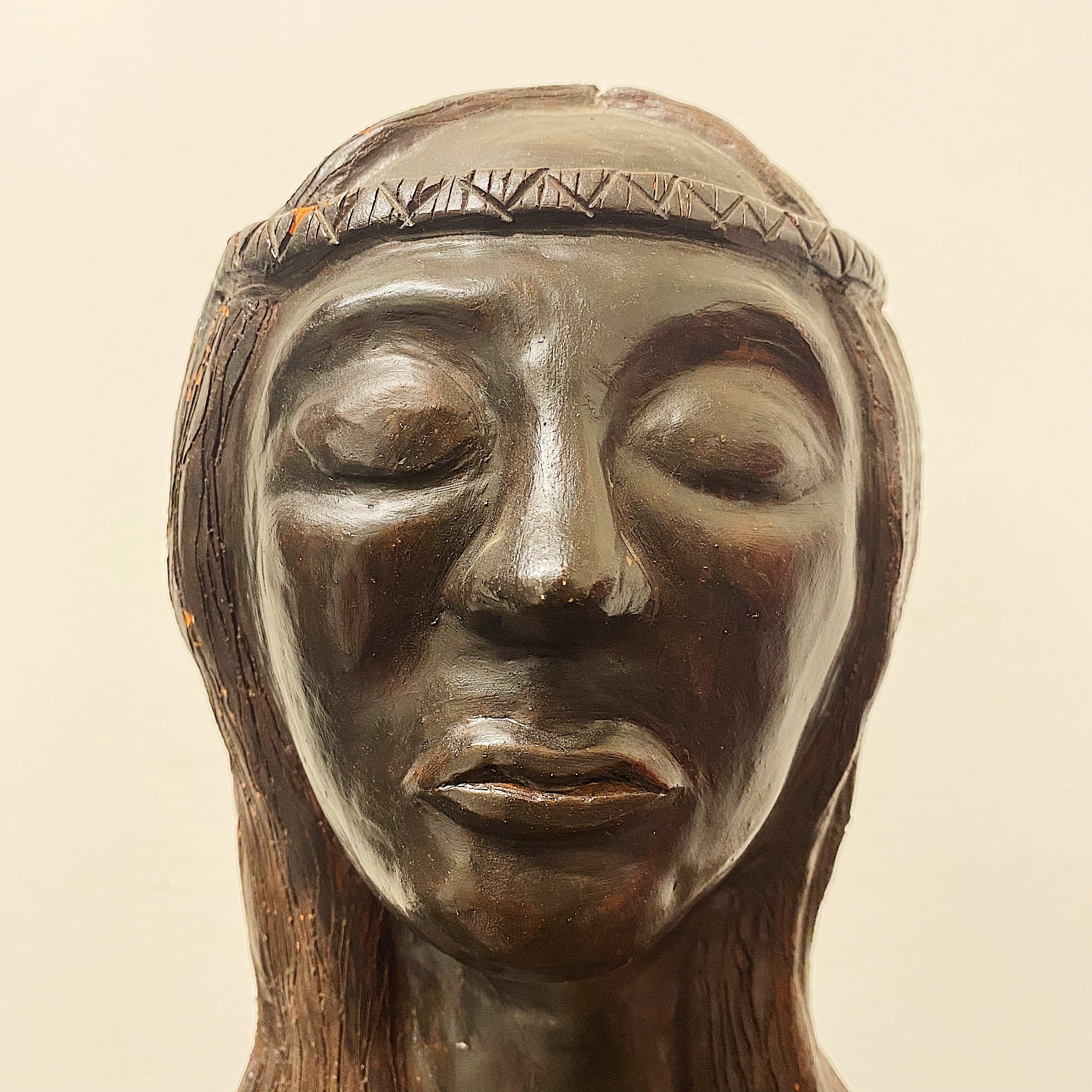 Vintage Folk Art Sculpture of Person at Peace