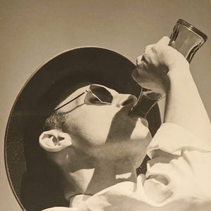 1930s Steampunk Photograph of Man in Sunglasses Drinking Soda
