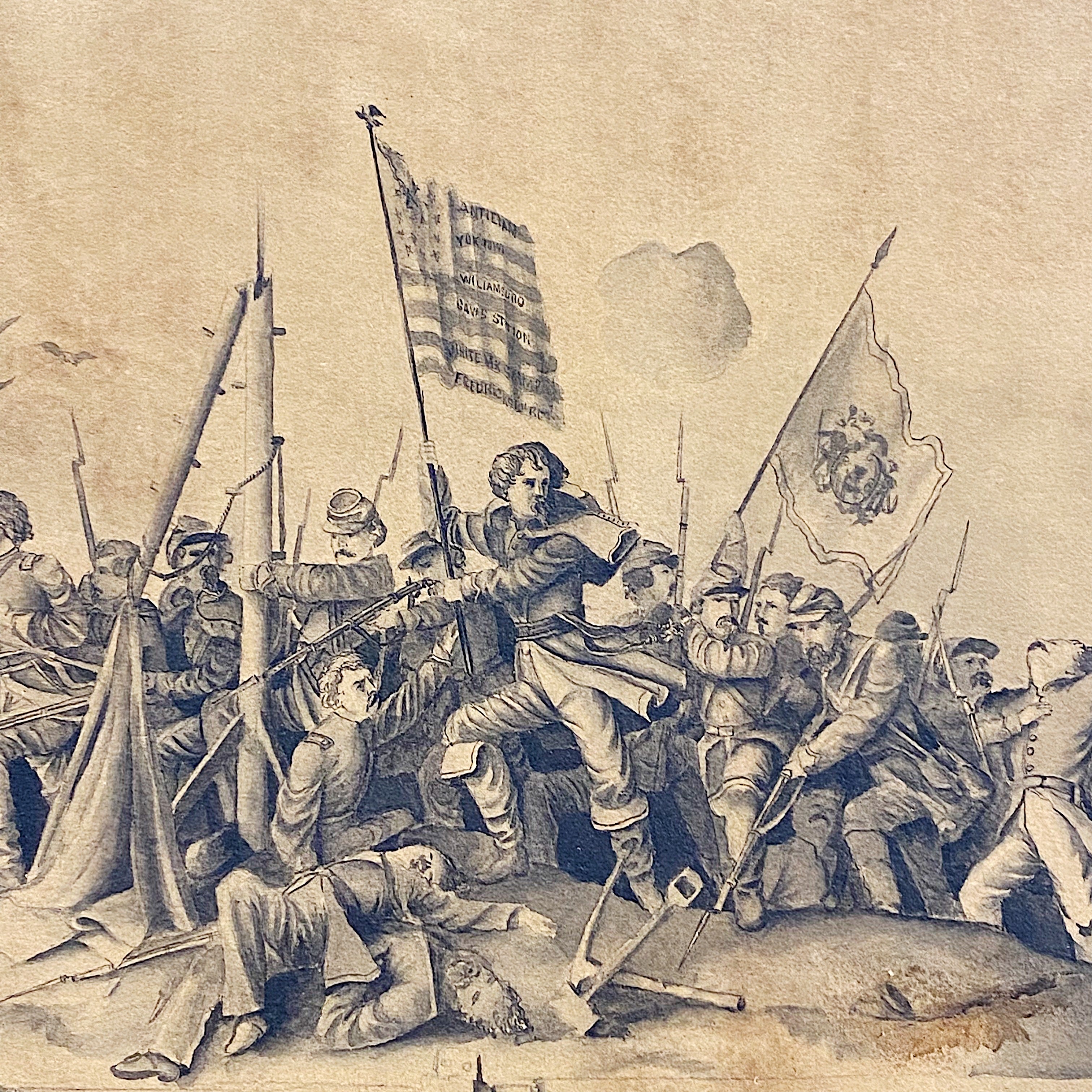 Julian Scott Civil War Painting of Battle | 1865 Watercolor Ink