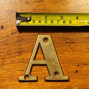 Antique Brass Letter "A" with Unusual Font |  Early 1900s