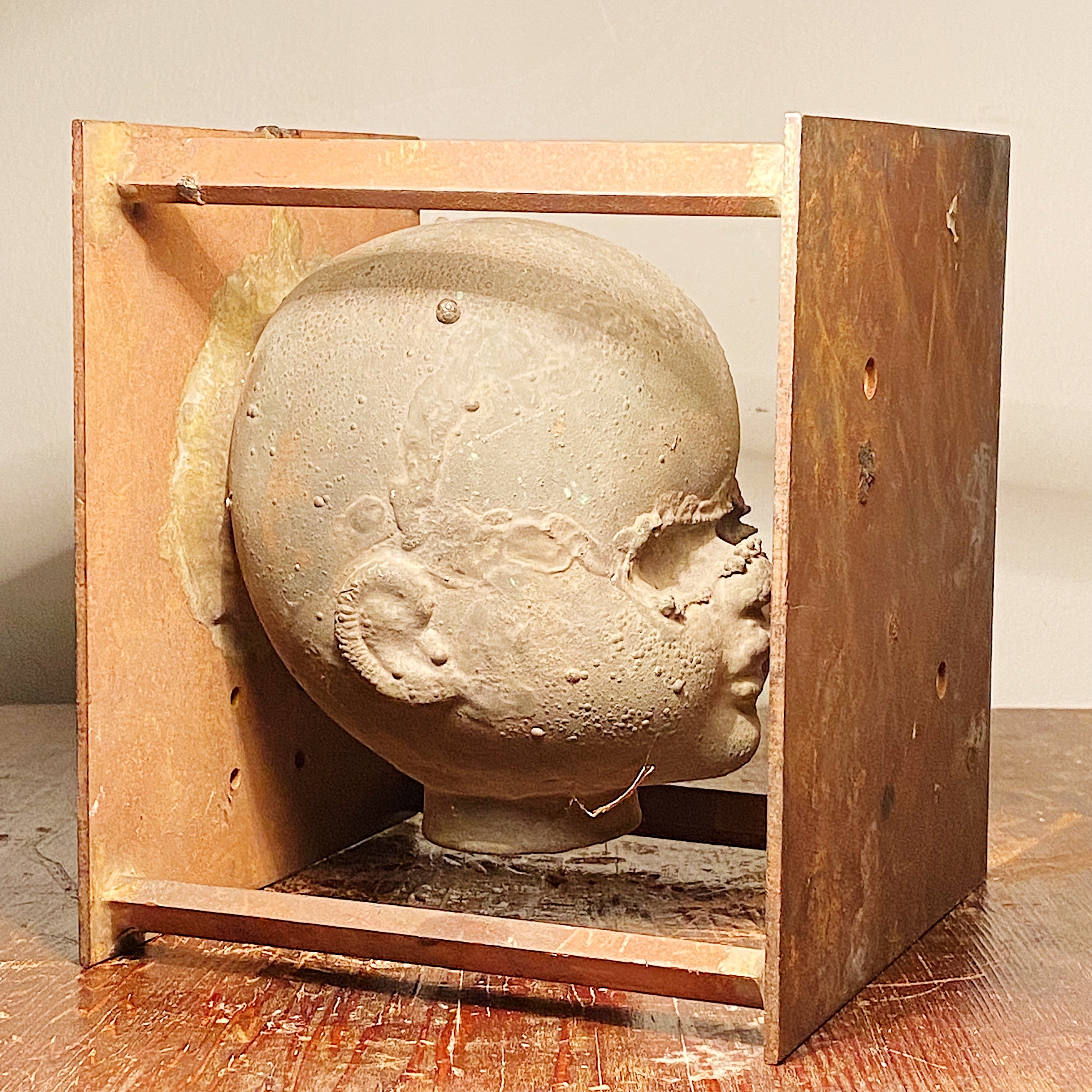Machine Age Baby Head Doll Mold with Melted Eyes | Steampunk