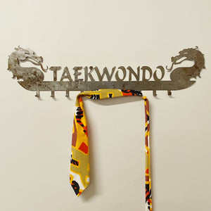 Vintage Tae Kwon Do Sign with Dragons Hooks Rust | 1980s