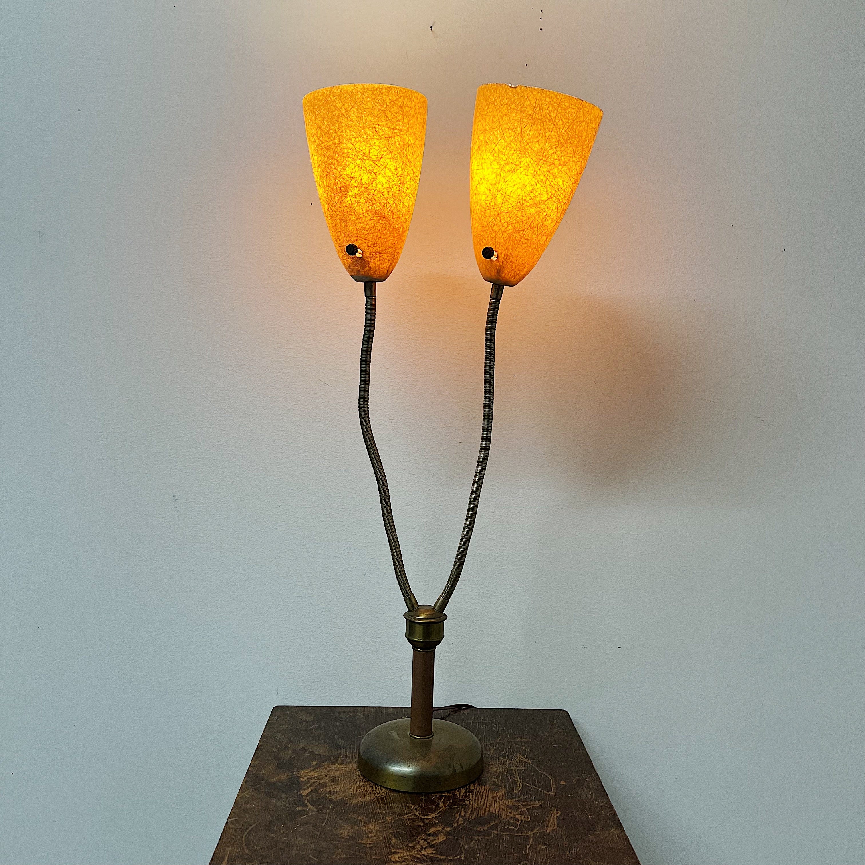 Mid Century Modern Double Cone Table Lamp | Atomic Age