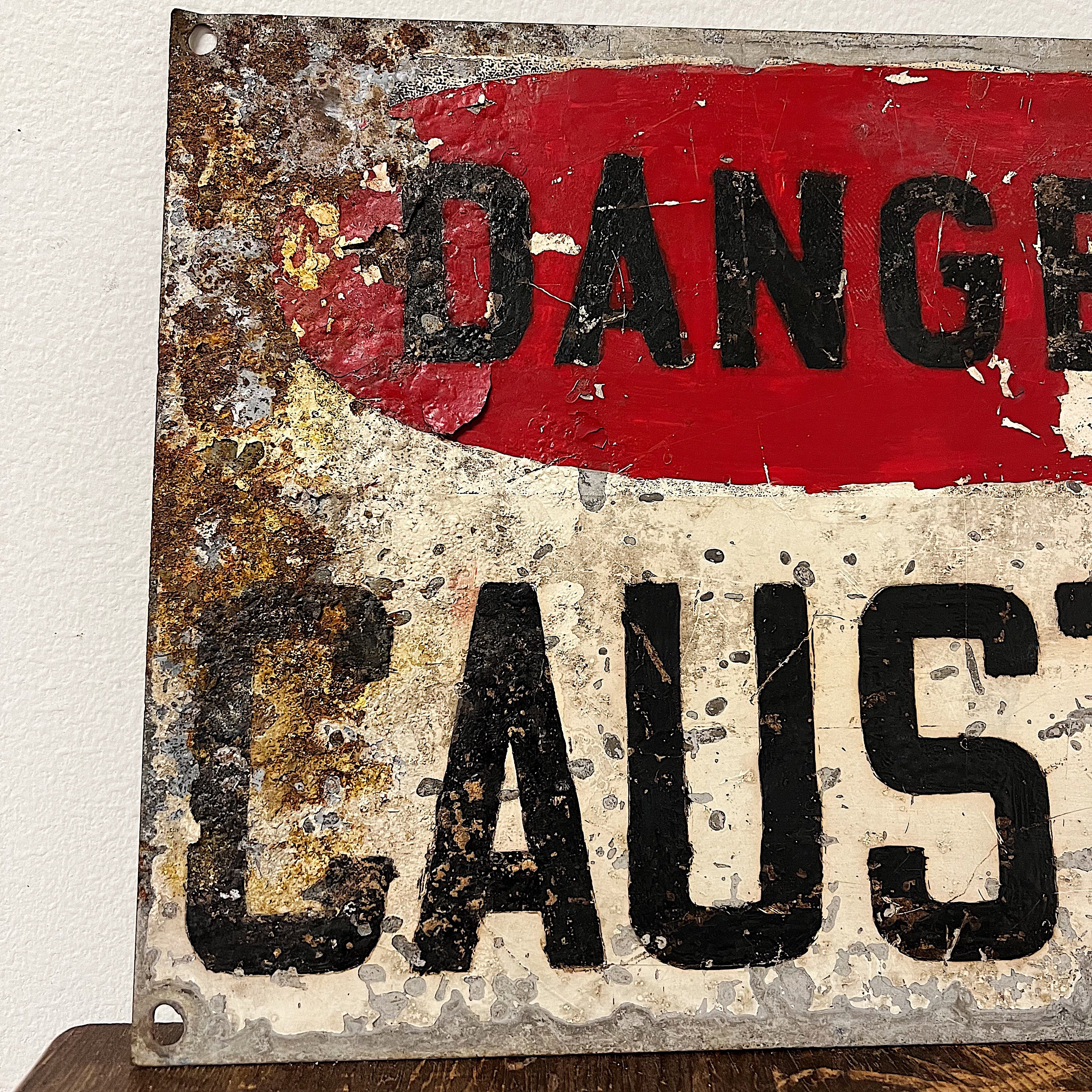 Vintage Danger Caustic Sign from 1950s | Factory Industrial Decor