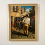 WPA Era Painting of Street Market Scene | 1940s Regionalist Style