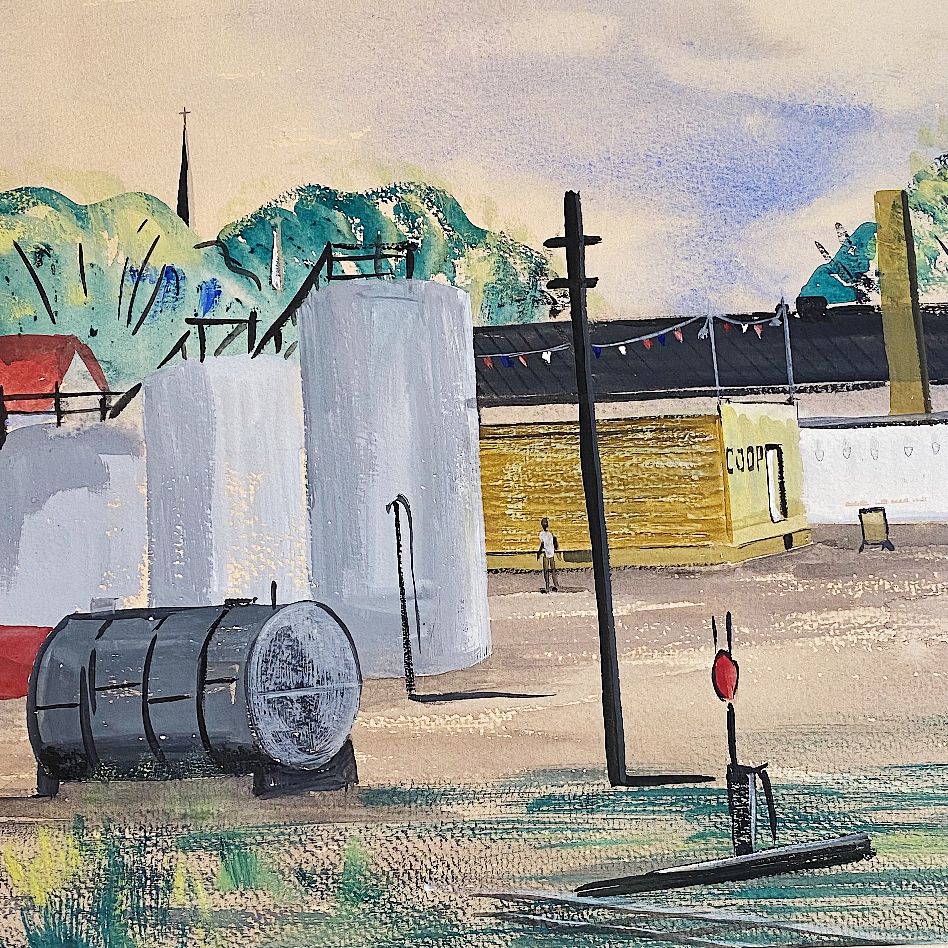 WPA Painting of Railroad Depot Industrial Area | Pat Curran