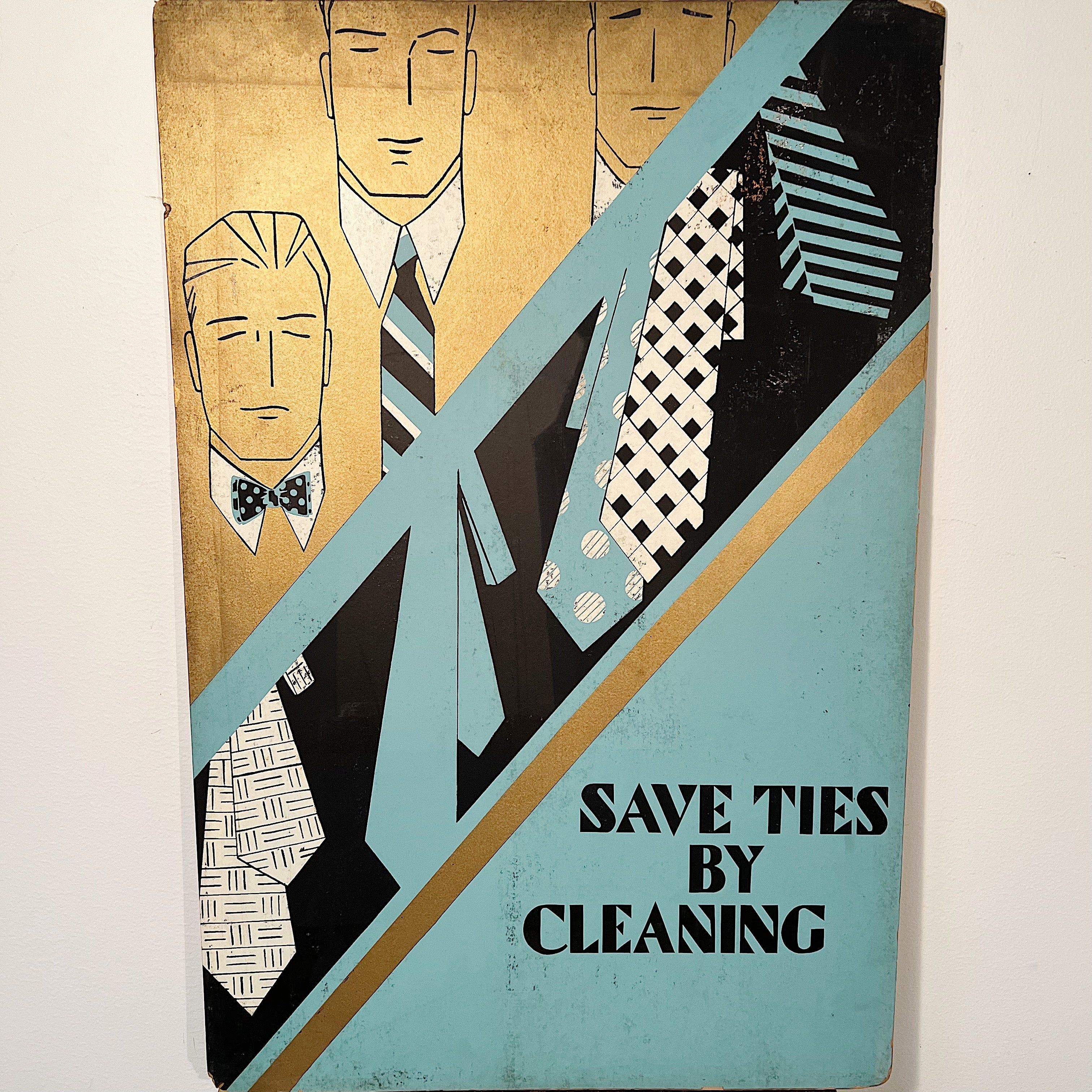 1930s Illustration Art Store Display for Neck Ties