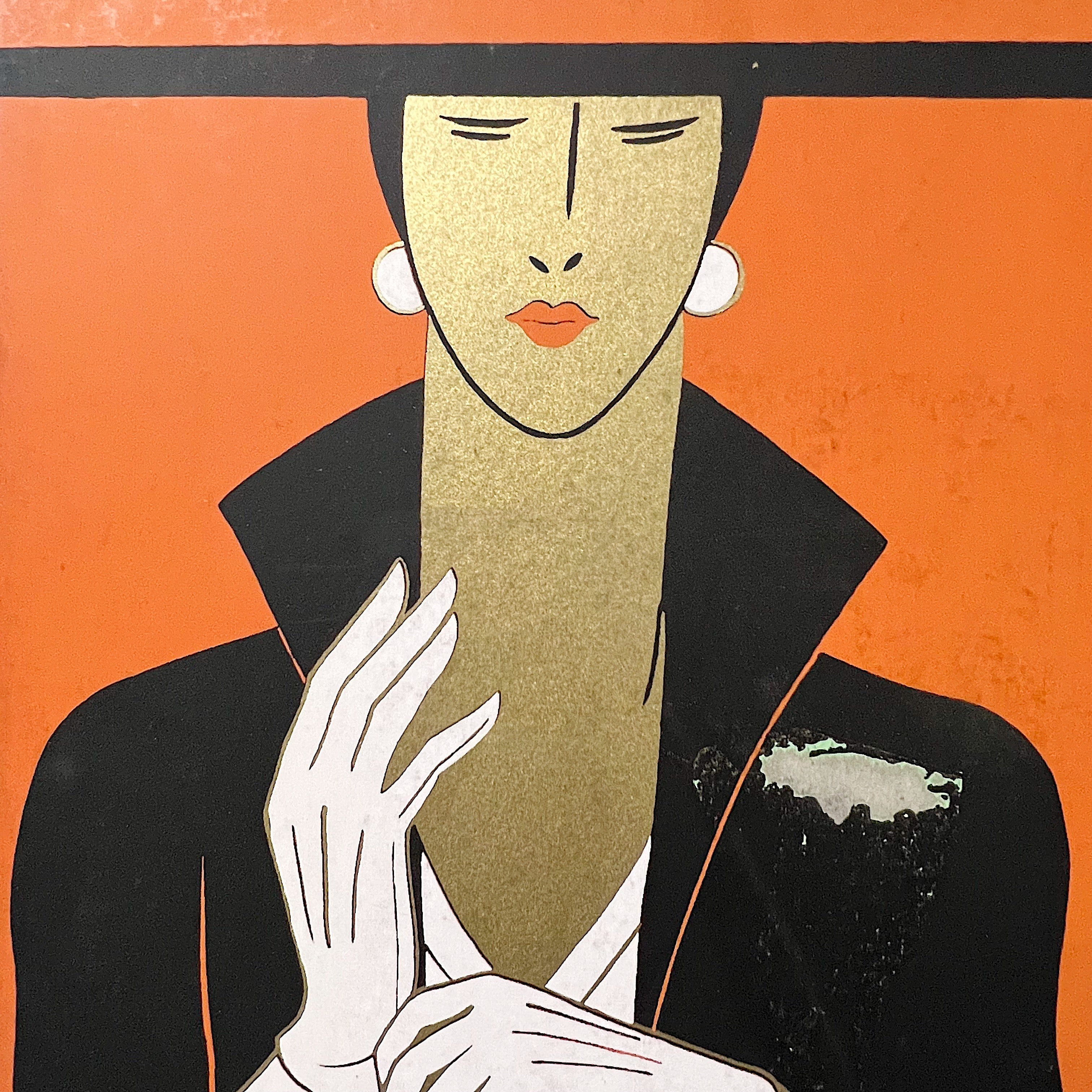 1930s Illustration Art Store Display - Art Deco Neck Ties Painting on Board - Antique Illustrator Artwork - Sleek Design - Peaky Blinders