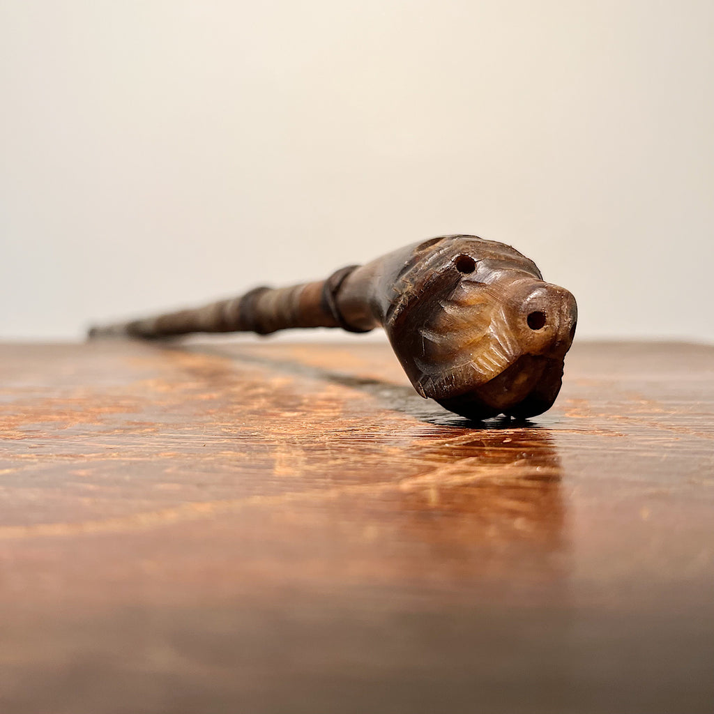 Antique Swagger Stick with Bone Carving and Secret Sword Military Cane Underground Unusual Dog Carvings