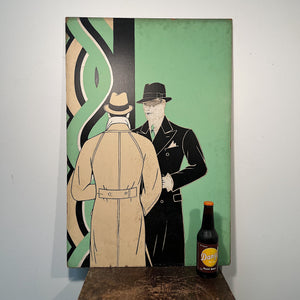1930s Illustration Art Store Display of Men in Fedoras