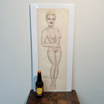 1950s Pin Up Nude Drawing of Posing Woman | Rockabilly Culture