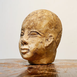 Folk Art Stone Head Sculpture with Unusual Shape - 1950s? - Vintage Outsider Artwork - Mystery Artist - Unusual Sculptures - Underground