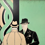 1930s Illustration Art Store Display - Art Deco Fedora Painting on Board - Antique Illustrator Artwork - Sleek Design - Peaky Blinders