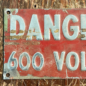 Vintage Locomotive Danger Signs | Set of 2 Red 600 Volts