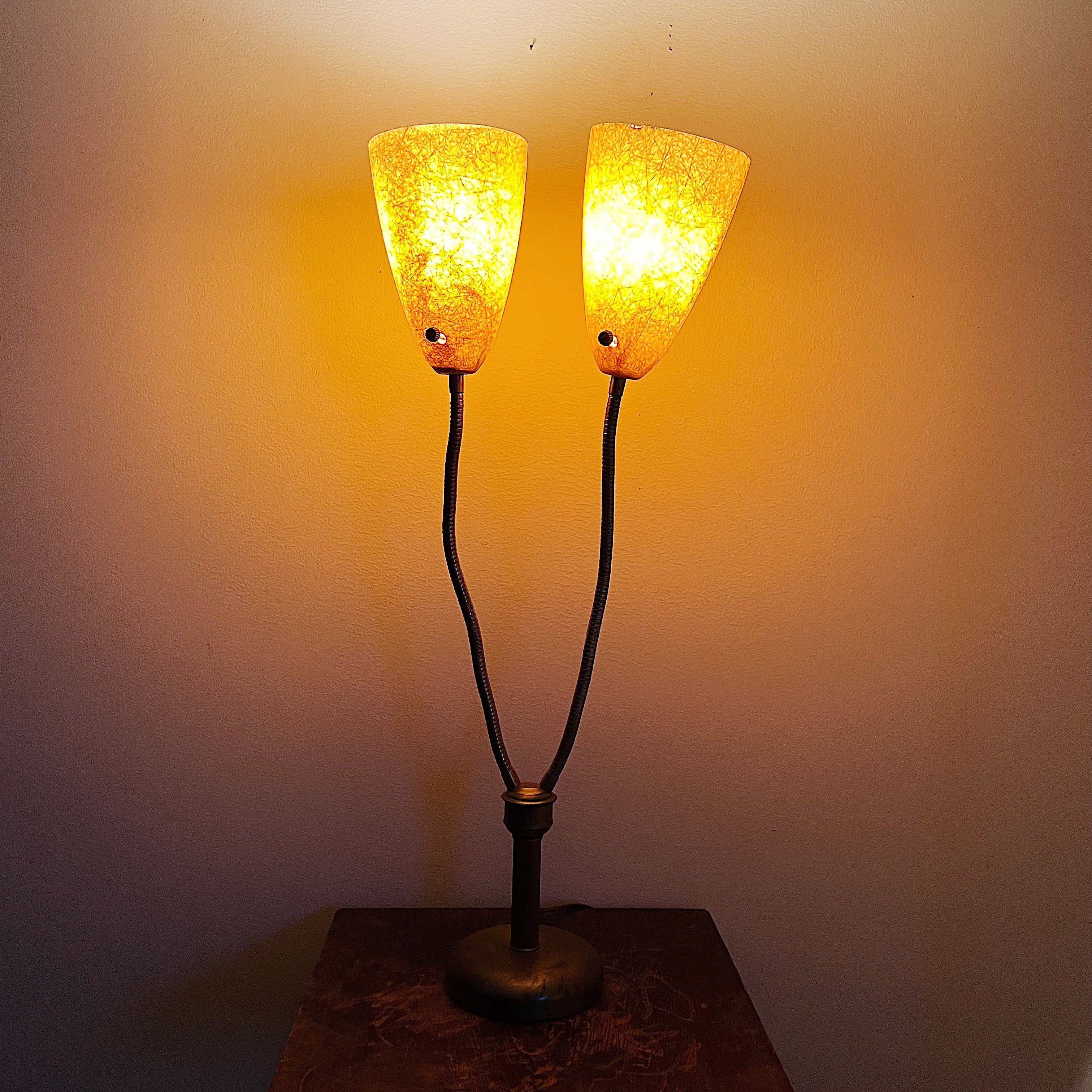Rare Mid Century Modern Double Cone Table Lamp | Atomic Age 1950s