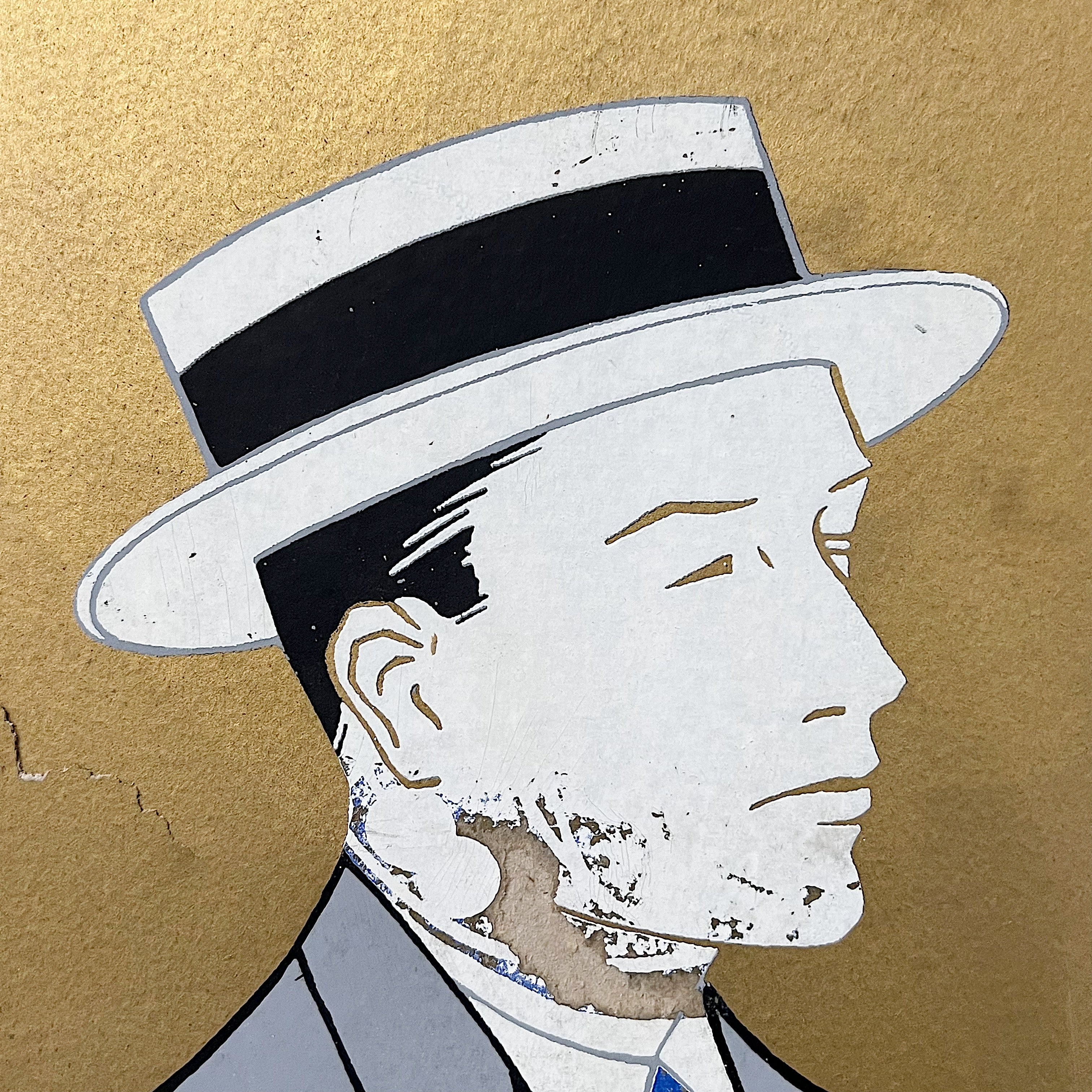 1930s Illustration Art Store Display of Man in Suit and Hat