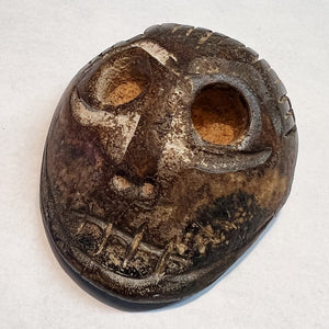 Tibetan Bone Skull Amulet Sculpture - Vintage Tribal Style Skeleton Head - 2 1/4" x 2" - Spiritual Mysticism Artifact  - Rare Size