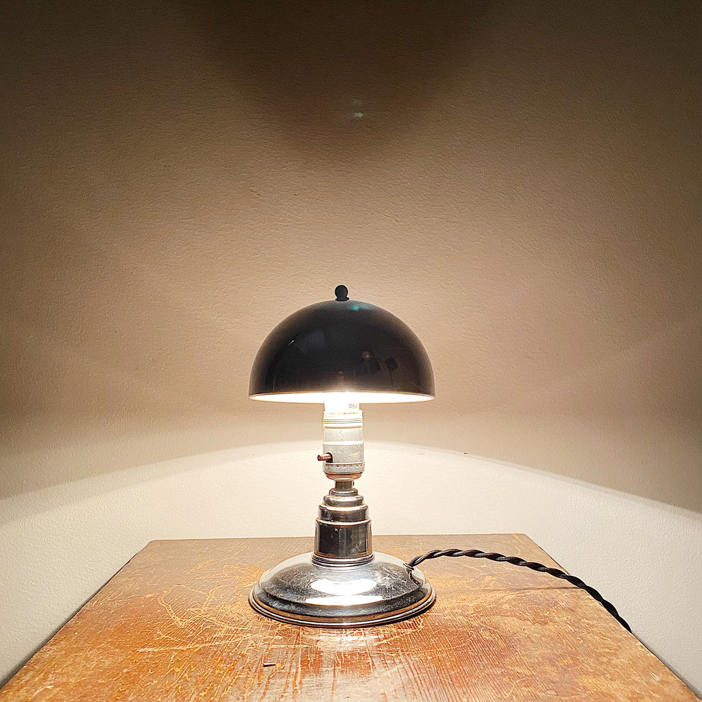 1940s Chrome Mushroom Lamp with Stacked Level Design - Rare Vintage Accent Lighting - Art Deco Style - Bar Decor - Bohemian Loft Living