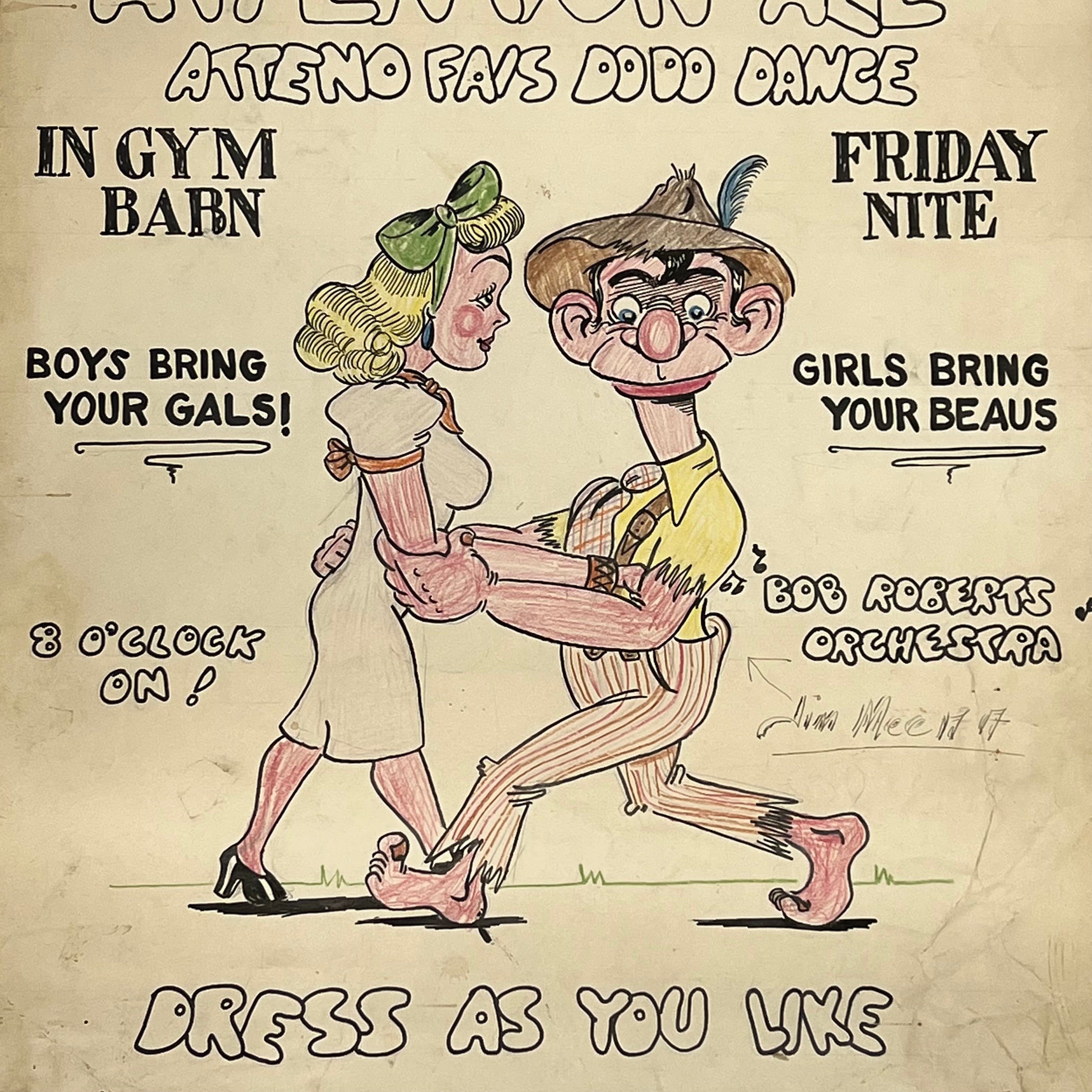 1960s Original Folk Art Poster for Louisiana Country Dance