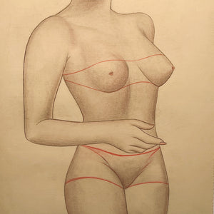 1950s Pin Up Nude Drawing of Posing Woman | Rockabilly Culture