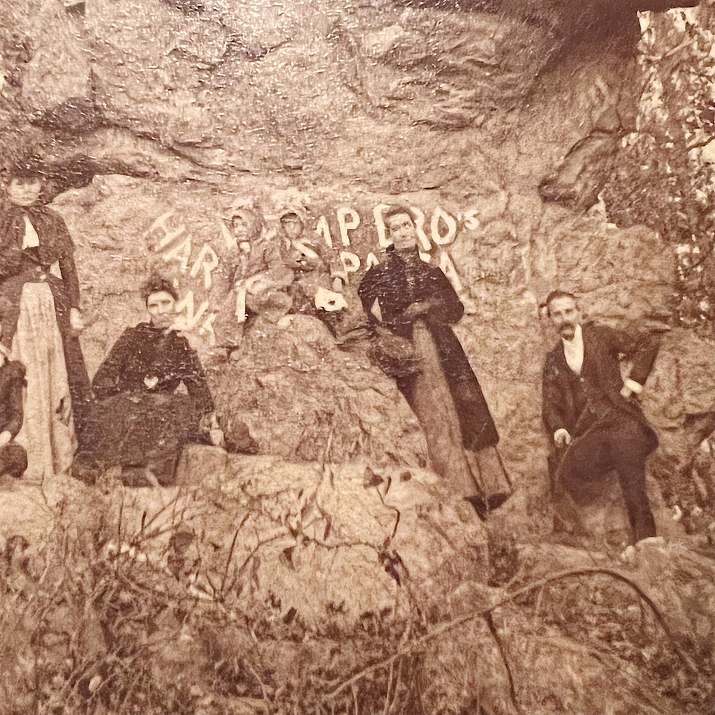 Antique Graffiti Photograph of People Posing - Early 1900s - Old Landscape Photography - Unusual Photo Prints