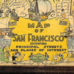 Harrison Godwin Comic Map of San Francisco from 1927 - Rare Antique Lithograph Maps - Robert Crumb Influence - California History - Funny