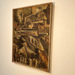 Reserved 1950s Cubist Abstract Painting of Industrial Urban