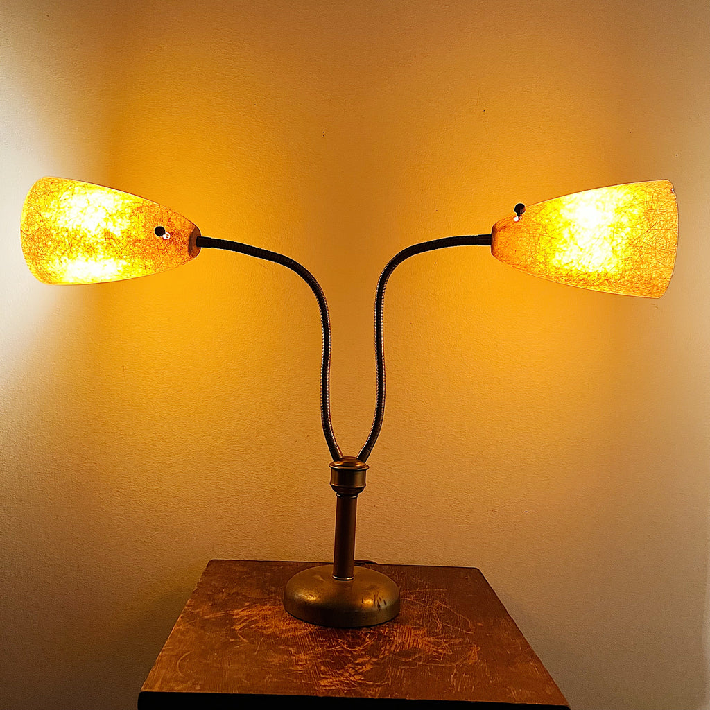 Mid Century Modern Double Cone Table MCM Lamp | Vintage Atomic Age