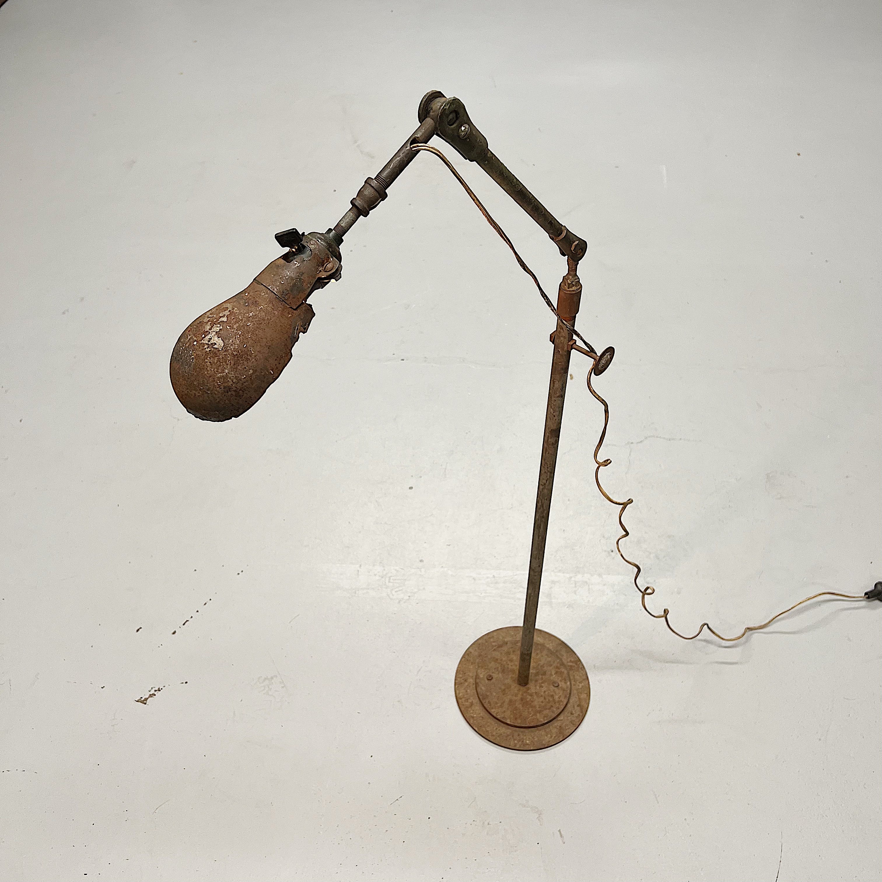 Vintage Industrial Articulating Floor Lamp from Machinist Shop Rare Decor 1940s