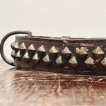 Antique Leather Studded Dog Collar with "Victor Hugo Jr" Tag