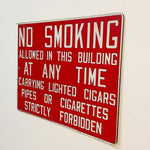 Rare 1940s Factory Sign Restricting Cigarettes Cigars Pipes - Rare Vintage No Smoking Signs - Tobacciana - Industrial Wall Decor - Steel Enamel