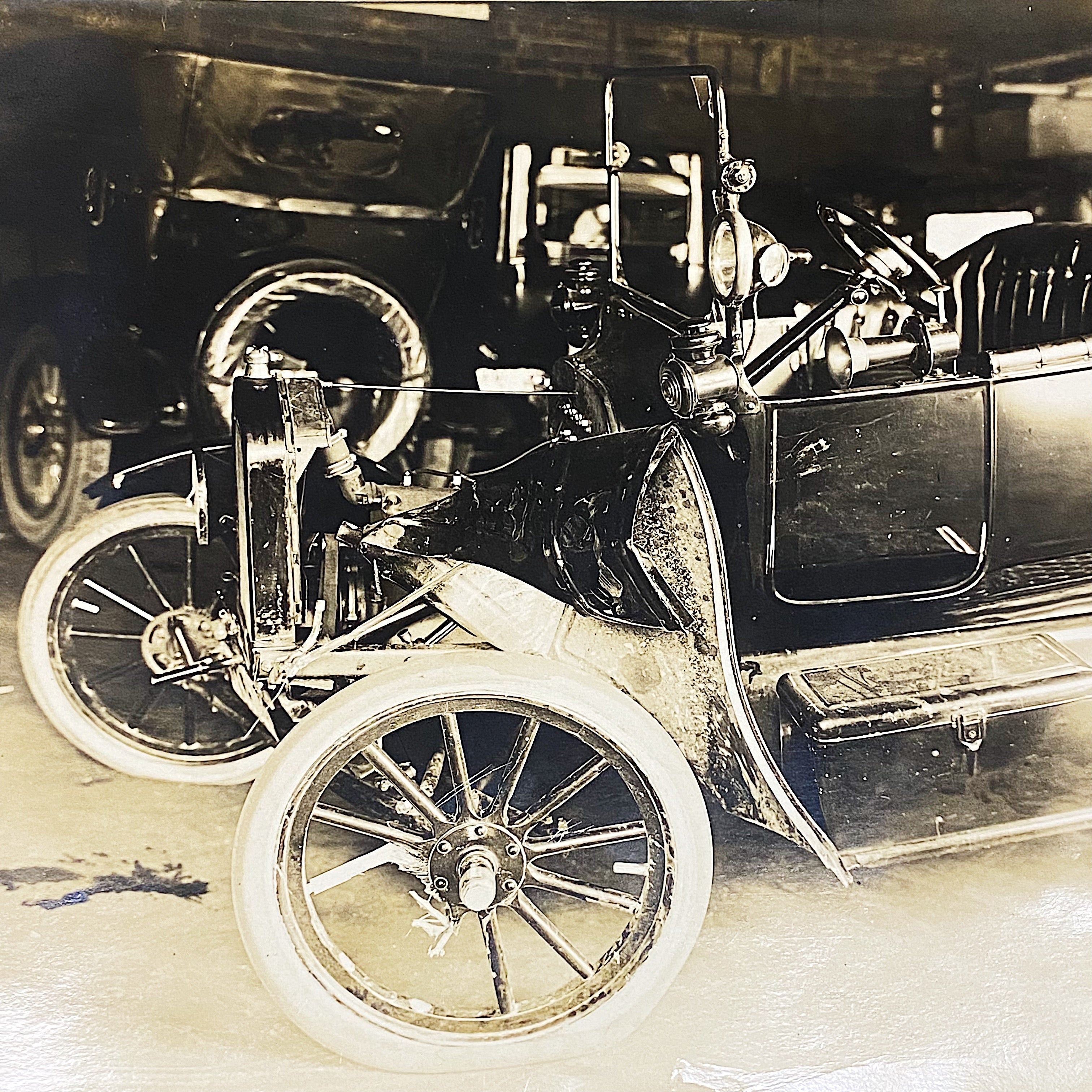 Antique Crash Photographs of Model T - 1918 - Set of Two Silver Gelatin Prints - 10" x 8" - Unusual Photography - Rare