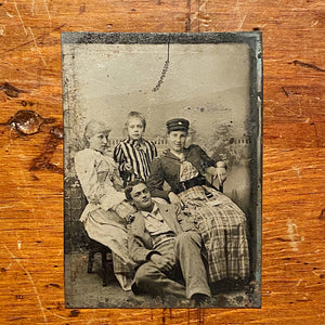 Rare Antique Tintype of Bohemian Troupe Lounging on Each Other - 1880s - Rare 19th Century Collectible Photography - Strange Antique Photographs