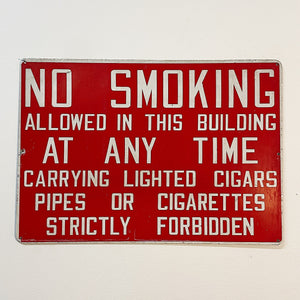 1940s Factory Sign Restricting Cigarettes Cigars Pipes - Rare Vintage No Smoking Signs - Tobacciana - Industrial Wall Decor - Steel Enamel