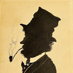 Antique Silhouette Painting of Hobo and Smoking Pipe | Early 1900s