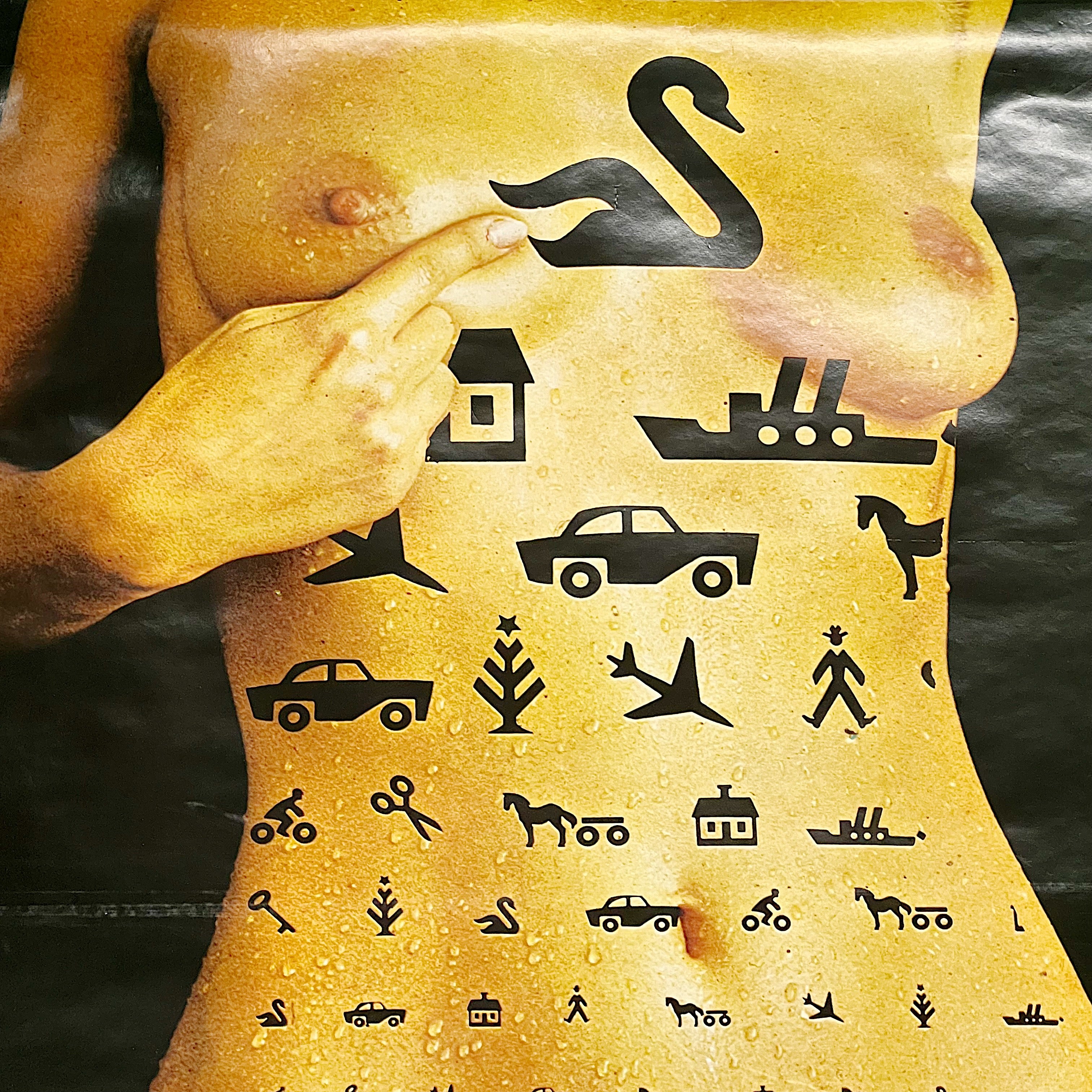 Rare 1970s Danish Poster of Nude Woman | Black Tattoos