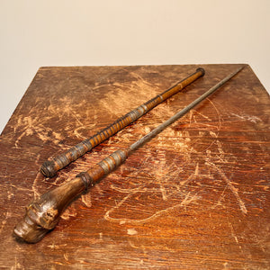 Reserved for B - Antique Swagger Stick with Bone Carving