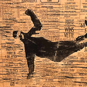 1970s Skier Ink on Newspaper Artwork | Minneapolis Street Art Style