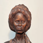Face of1940s Folk Art Wood Sculpture of Woman in Bikini - Signed L. Hernandez - Vintage Art Sculptures - Rare Artwork - Mid Century - Outsider African American