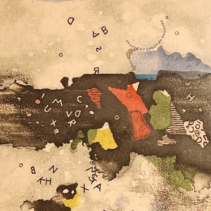 Mordecai Ardon Color Etching of Falling Letters