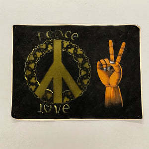 Rare Vintage Vietnam Era Peace Love Velvet Poster - Rare 1960s Hand Painted Protest Posters - Counterculture Artwork - Hippie Culture - Funky