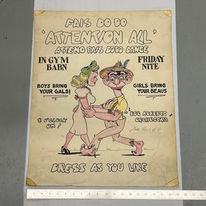 1960s Original Folk Art Poster for Louisiana Country Dance