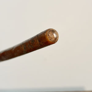 18th Century Malacca Cane with Ornate Brass Top and Ferrule