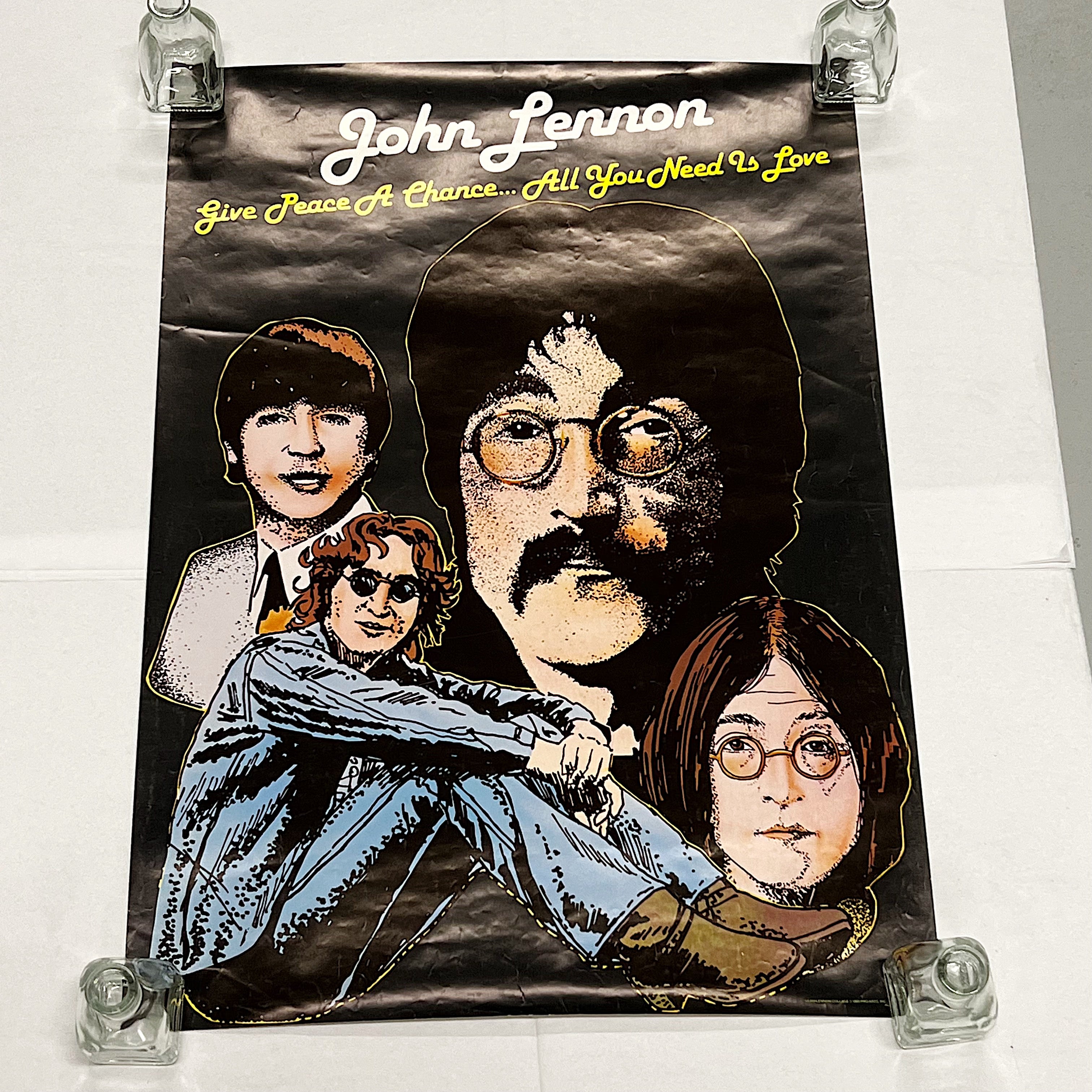 Rare John Lennon Poster from 1980 - Beatles Rock Art Music Posters - Original Vintage - 1980s Peace Love Wall Art - Rare Illustrations Pro Arts