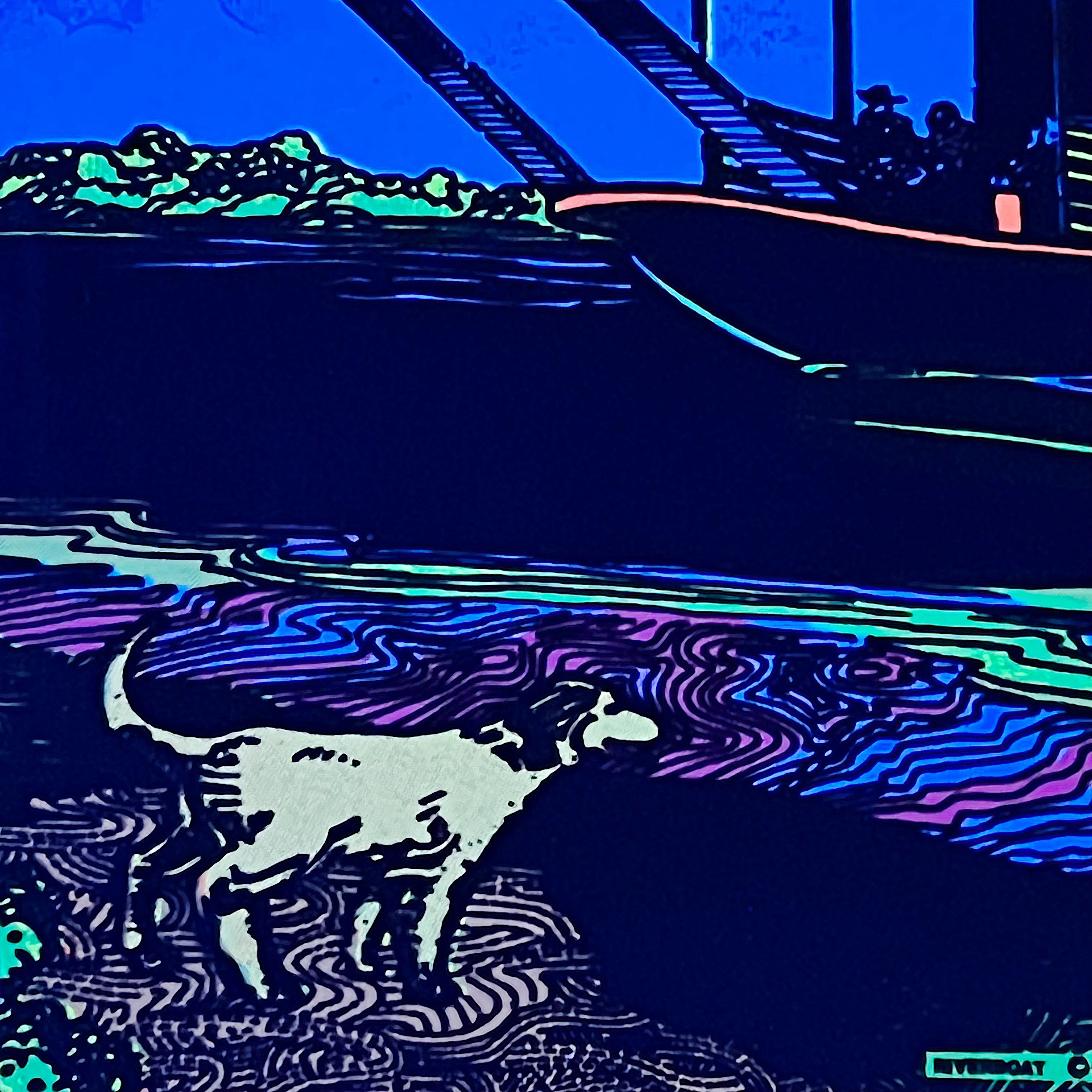 Rare 1970s Riverboat Black Light Poster with Dog | Pro Arts Inc