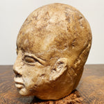 Folk Art Stone Head Sculpture with Unusual Shape