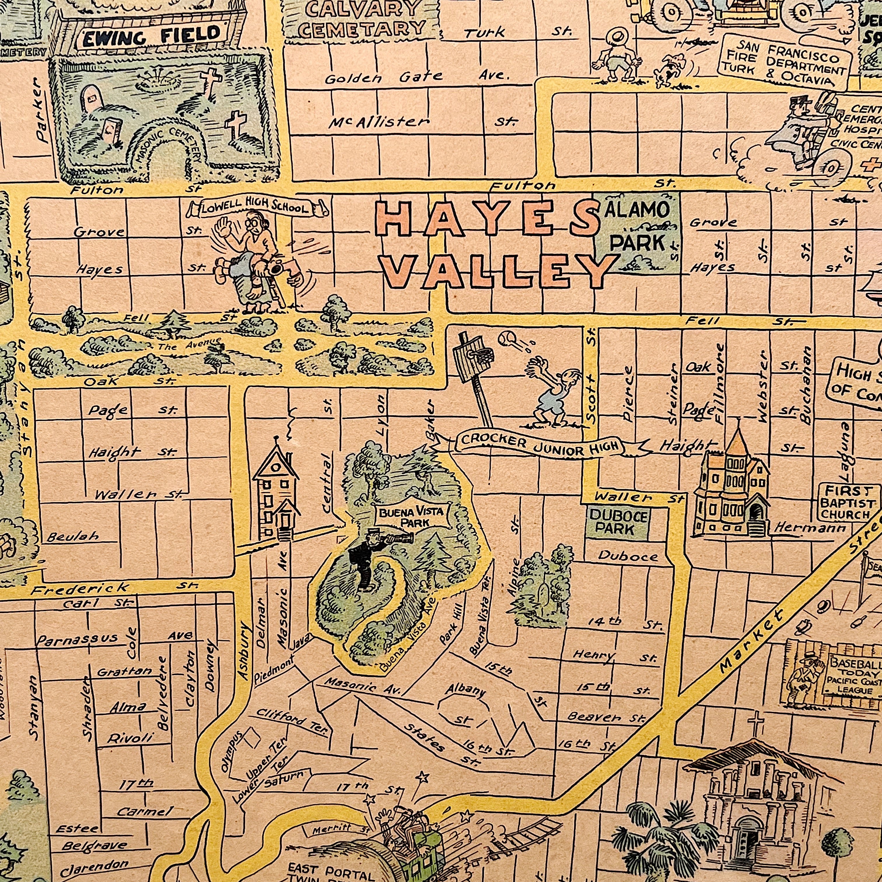 Harrison Godwin Comic Map of San Francisco from 1927 | Crumb