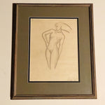 Rare WPA Era Nude Drawing of Woman - Rare 1940s Modernist Art - Signed by Mystery Artist - WW2 Era Drawings - Women's Rights - Vintage Nudes