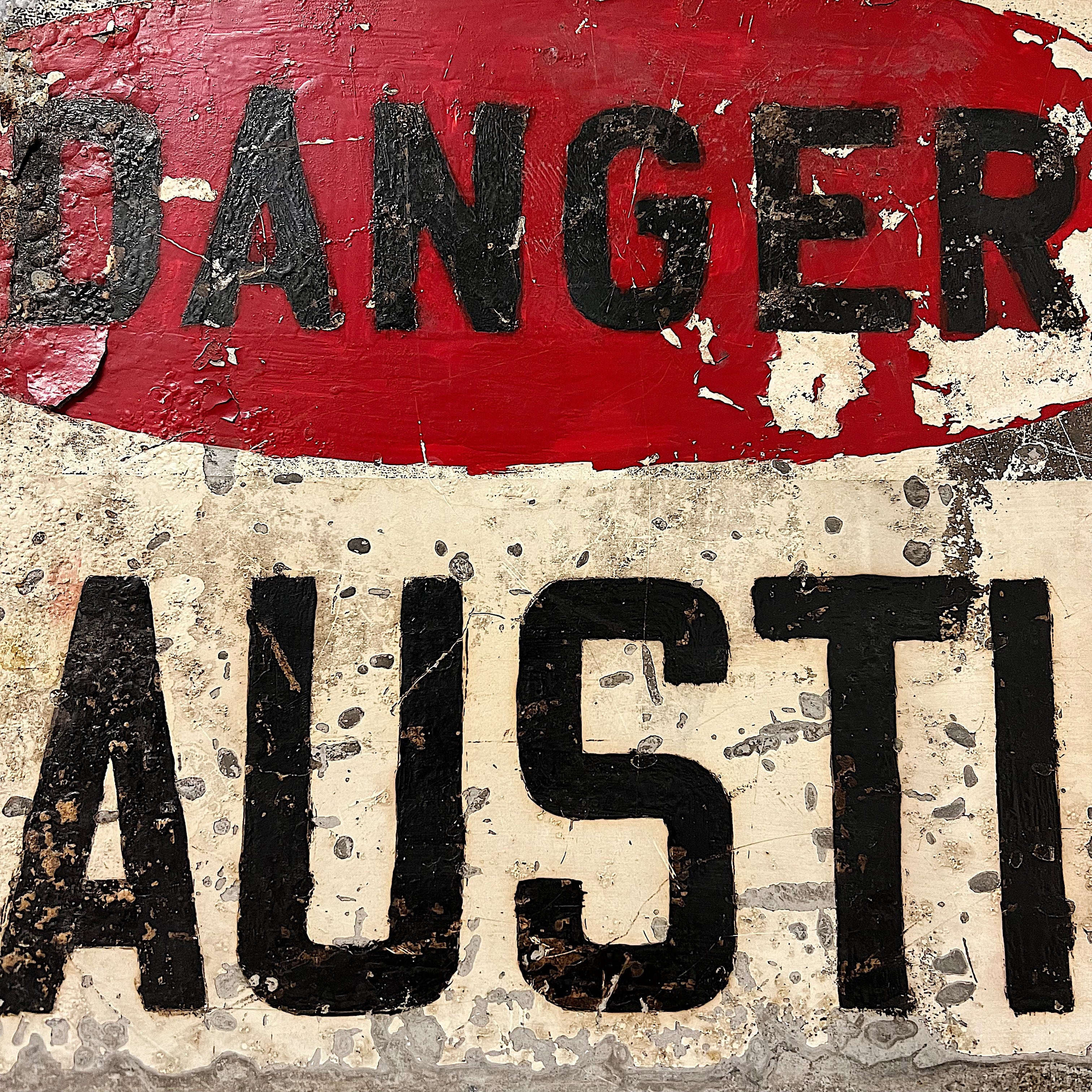 Rare Vintage Danger Caustic Sign from 1950s - Factory Hand Painted Metal Industrial Decor - Cool Chemical Wall Signs - Rare Unusual Wall Decor