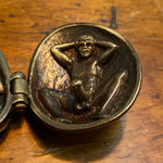 Antique Erotic Bronze Clam Shell  - Early 1900s Underground Erotica - Hidden Male Aroused and Female  Risque Nude Scene - Hinged Trinket - Rare